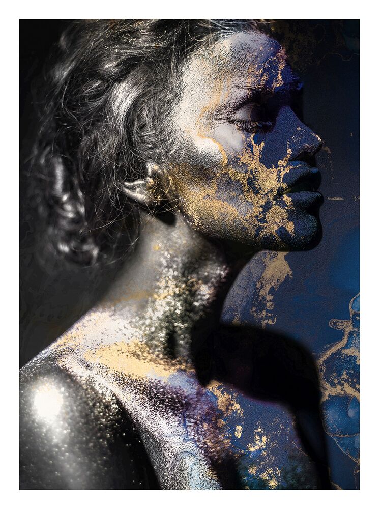 SELSEY Obraz Silver 100x70 cm szaro-złoty