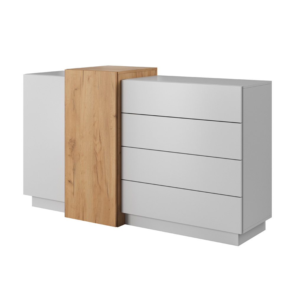 SELSEY Komoda dwudrzwiowa Fareers z czterema szufladami biała