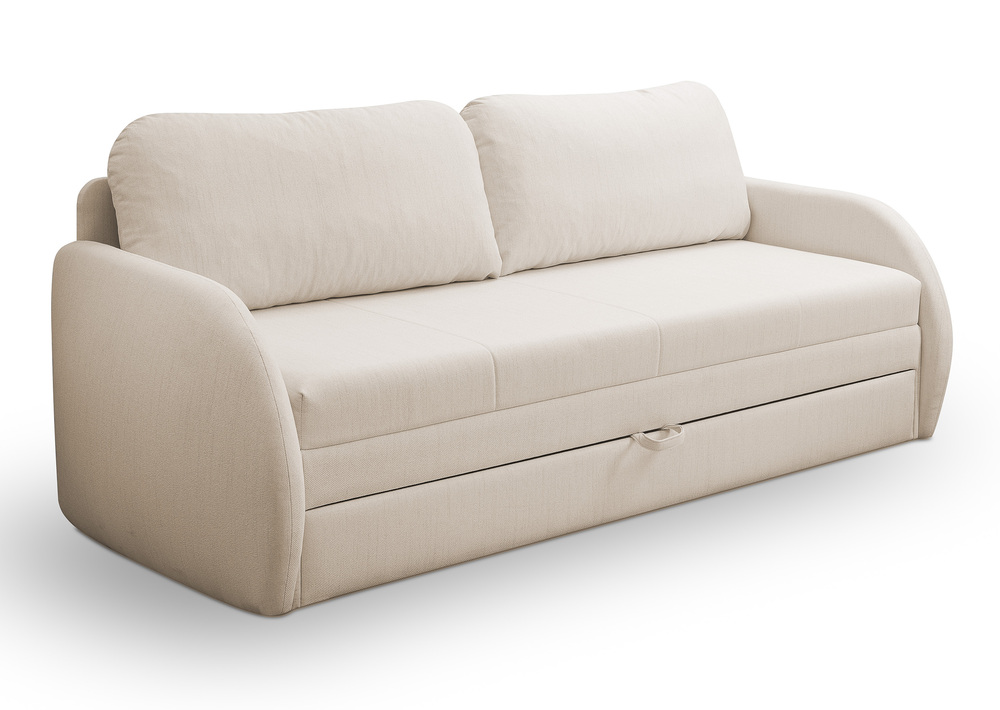 SELSEY Kanapa rozkładana trzyosobowa Diego jasnobeżowa plecionka