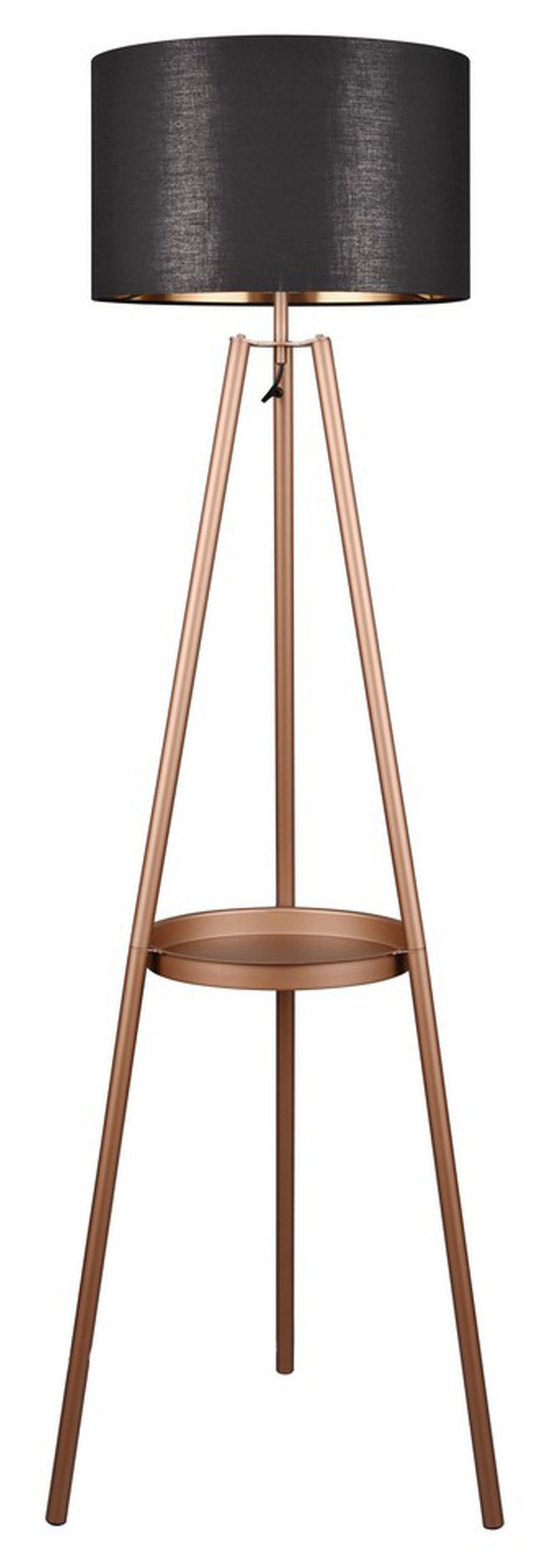 SELSEY Lampa podłogowa Colette brązowa z czarno-złotym kloszem