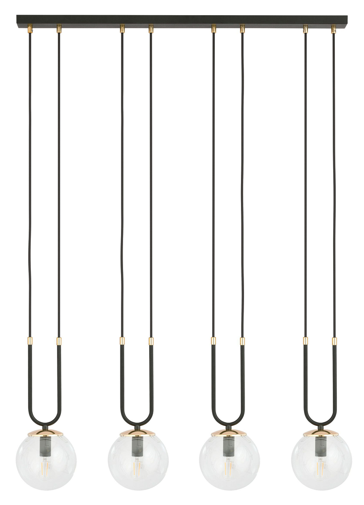 SELSEY Lampa wisząca Greerlan czarno-transparentna x4