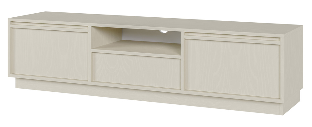 SELSEY Szafka RTV dwudrzwiowa Evo z szufladą 154 cm beż piaskowy na cokole