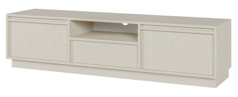 SELSEY Szafka RTV dwudrzwiowa Evo z szufladą 154 cm beż piaskowy na cokole