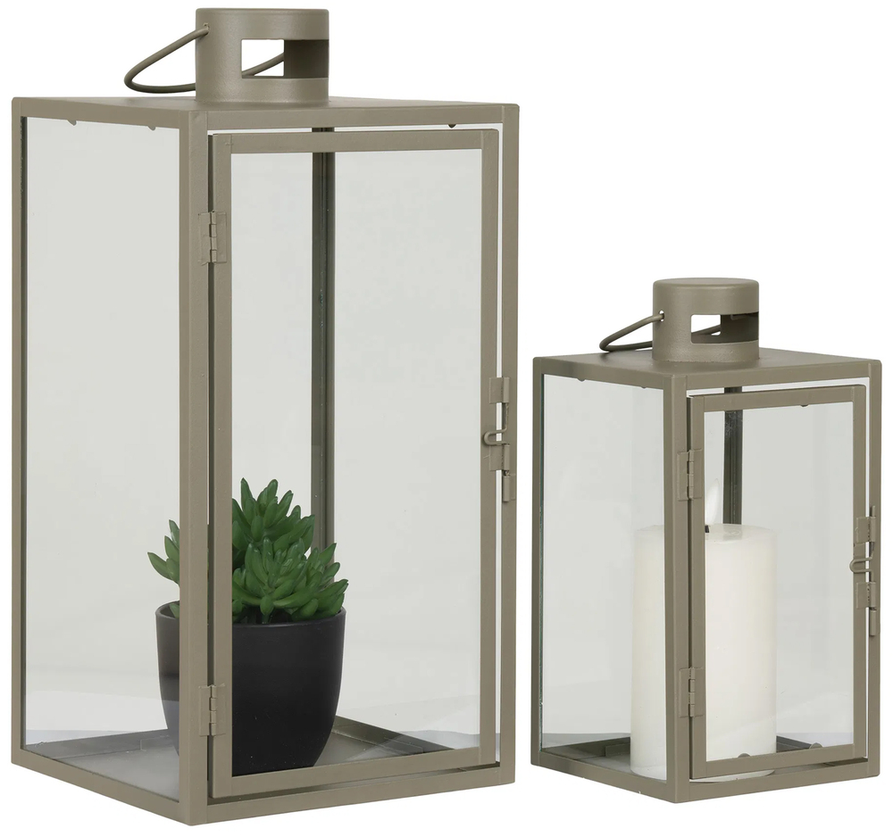 SELSEY Zestaw dwóch latarenek Swalle oliwkowe