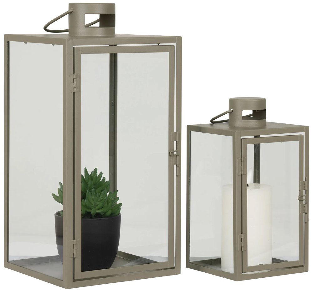 SELSEY Zestaw dwóch latarenek Swalle oliwkowe