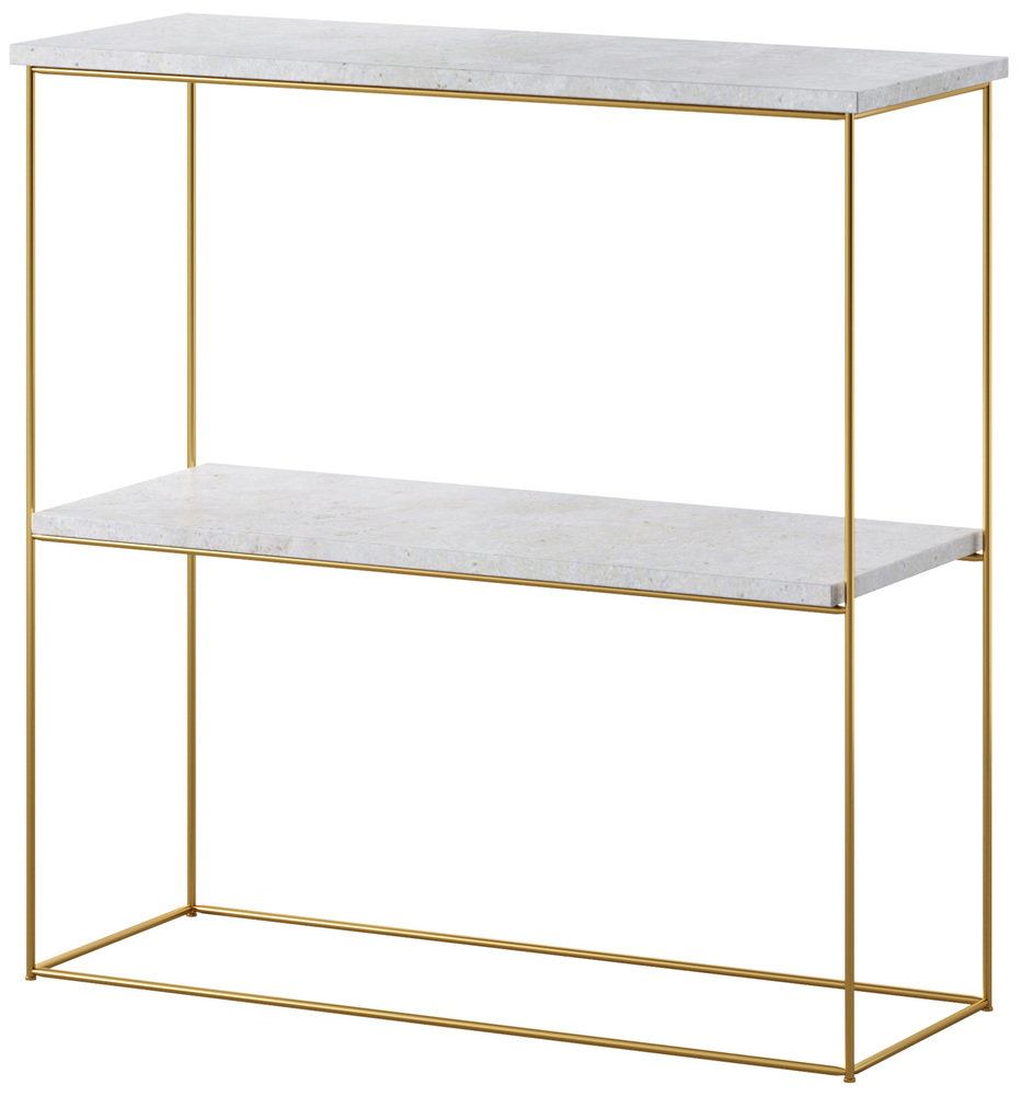 SELSEY Konsola Toni z półką 80 cm Beton ze złotymi nogami