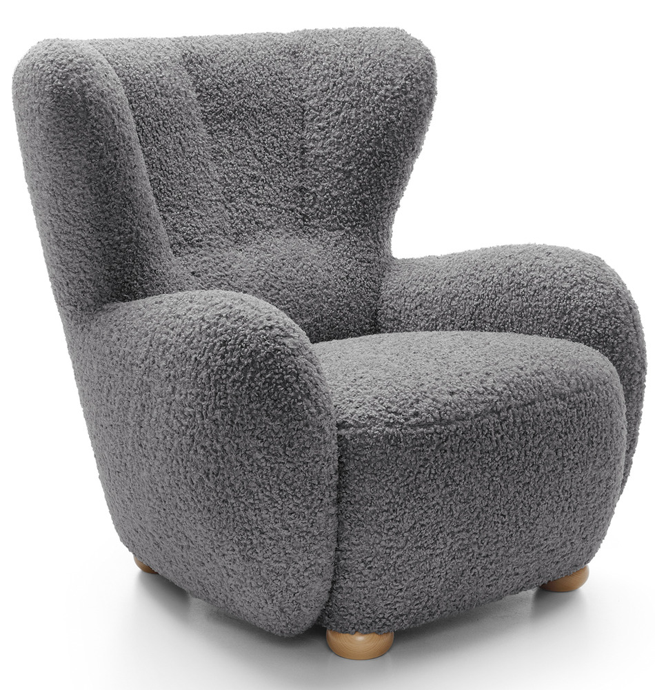 SELSEY Fotel kubełkowy Milele szary boucle nogi buk