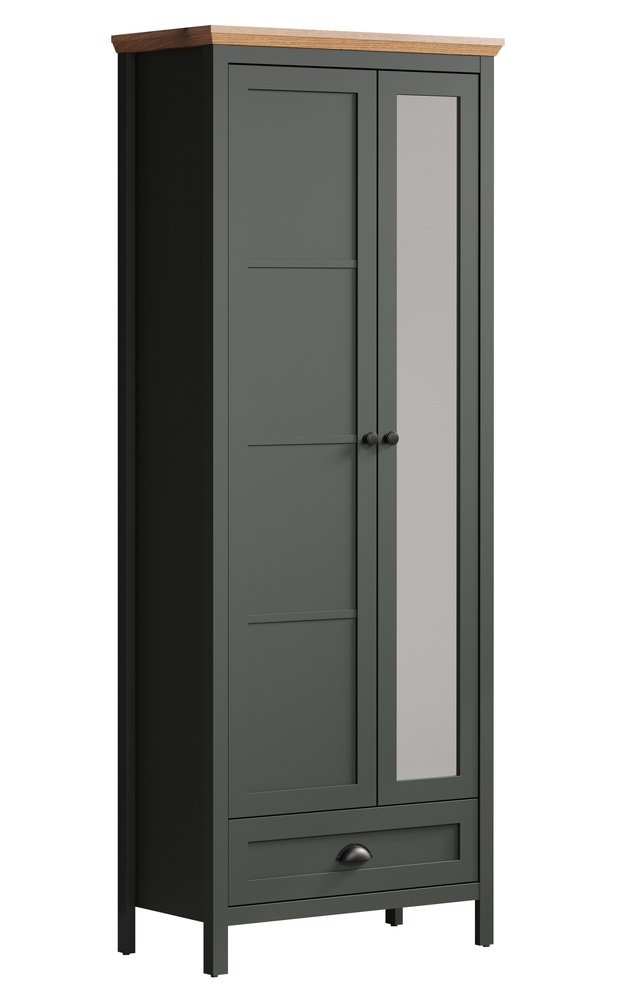 SELSEY Szafa dwudrzwiowa Foreells z lustrem zielona/ dąb Evoke