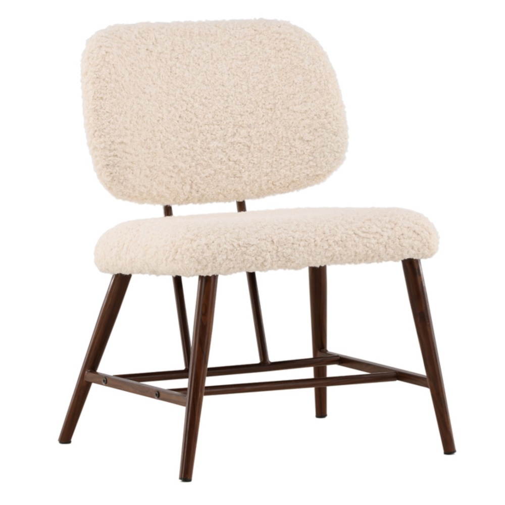 SELSEY Krzesło tapicerowane Tutice w tkaninie boucle białe