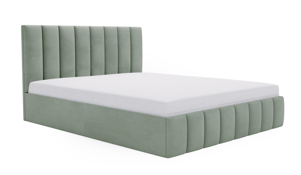 SELSEY Łóżko tapicerowane 180x200 cm Buenio z pojemnikiem eukaliptusowe welwet wododporny