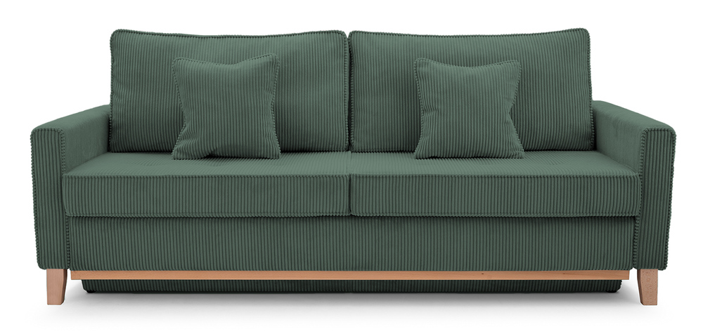 SELSEY Kanapa rozkładana trzyosobowa Caldiero z pojemnikiem zielona sztruks