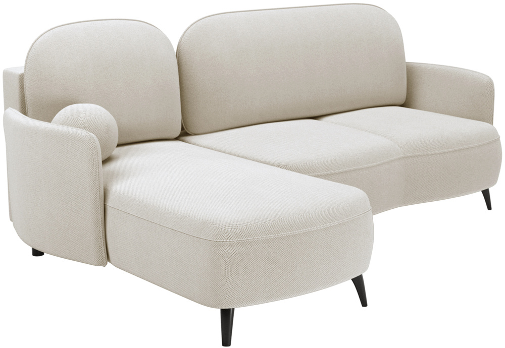 SELSEY Narożnik z funkcją spania Blummi L-kształtny uniwersalny z pojemnikiem na wysokich nóżkach kremowy szenil hydrofobowy