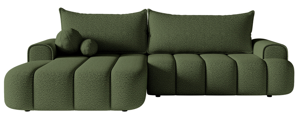 SELSEY Narożnik z funkcją spania Dandelino L-kształtny lewostronny z pojemnikiem khaki boucle