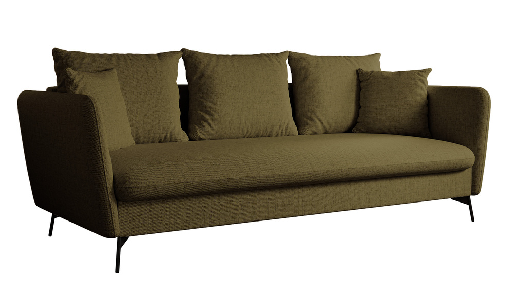 SELSEY Kanapa rozkładana trzyosobowa Castilio z pojemnikiem oliwkowa szenil hydrofobowy