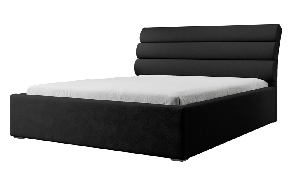 SELSEY Łóżko tapicerowane 180x200 cm Havneby z pojemnikiem hydrofobowe czarne