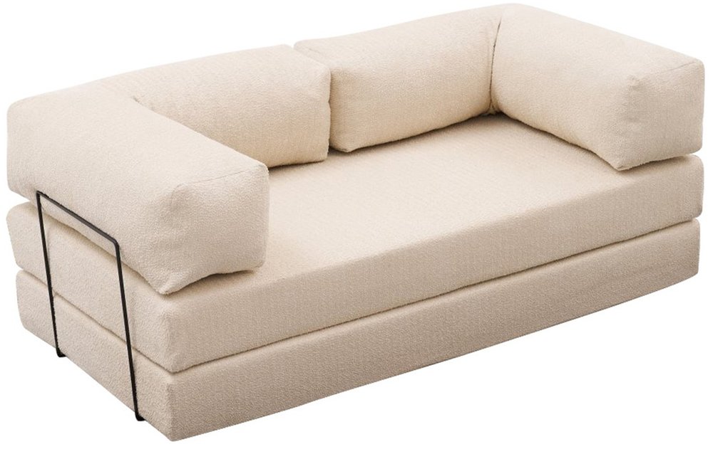 SELSEY Kanapa rozkładana trzyosobowa Amazzy kremowa szenil