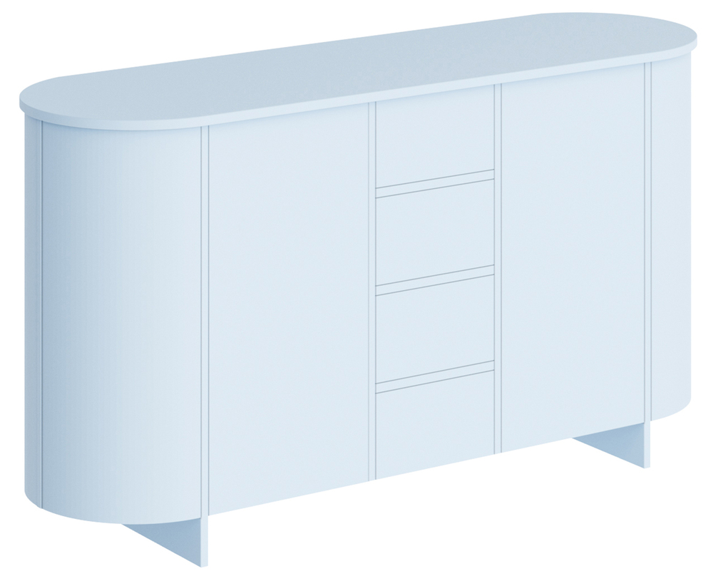 SELSEY Komoda dwudrzwiowa Reflicy z czterema szufladami 163 cm niebieski mat