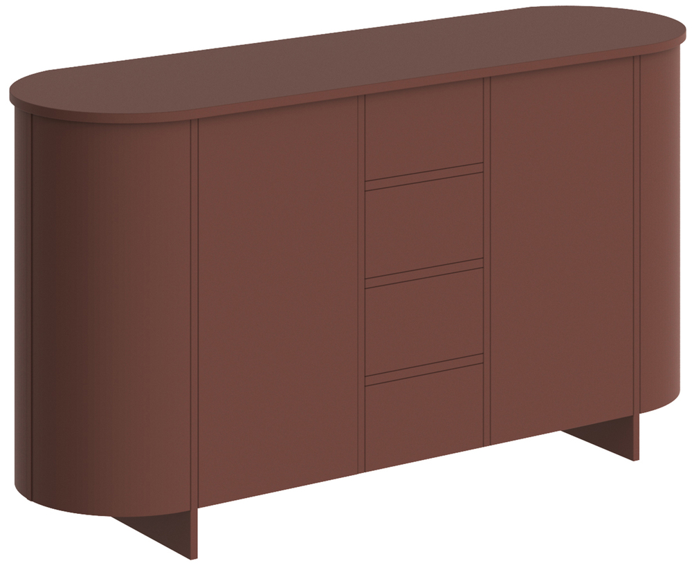 SELSEY Komoda dwudrzwiowa Reflicy z czterema szufladami 163 cm bordowy mat