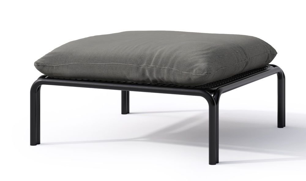 SELSEY Pufa ogrodowa Worcully 75x72 cm w tkaninie hydrofobowej antracytowa/ czarny stelaż