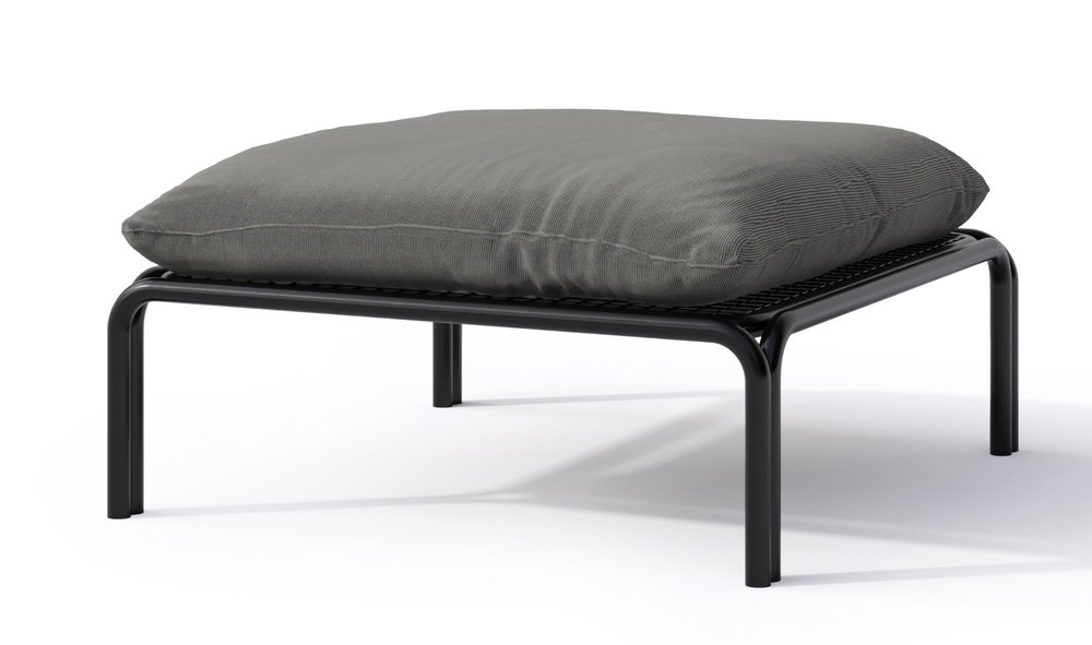 SELSEY Pufa ogrodowa Worcully 75x72 cm w tkaninie hydrofobowej antracytowa/ czarny stelaż