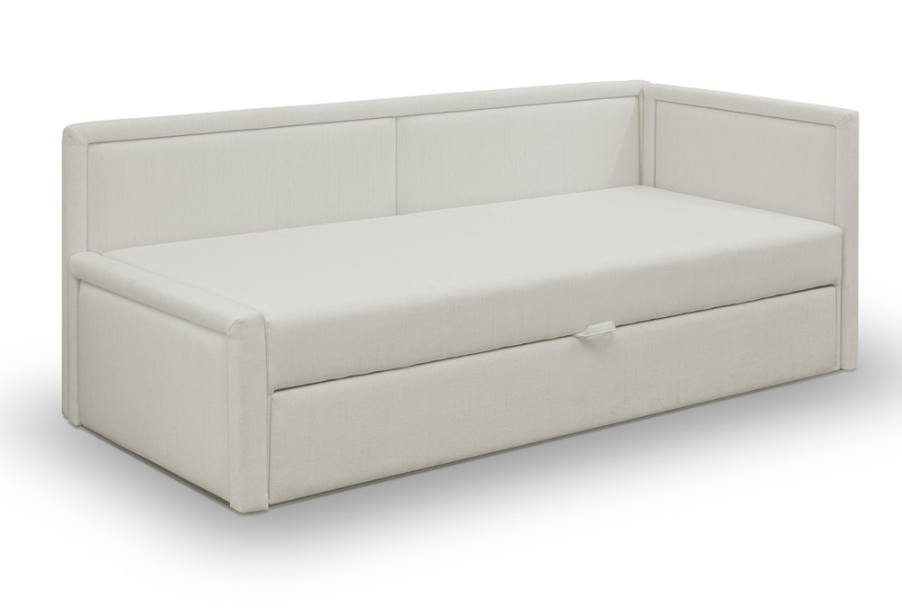 SELSEY Łóżko wysuwane dwuosobowe Caprili kremowe plecionka uniwersalne