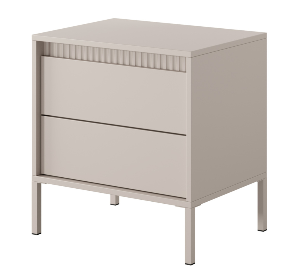 SELSEY Szafka nocna Falsetto z ryflowanymi frontami i szufladą 68 cm beżowa