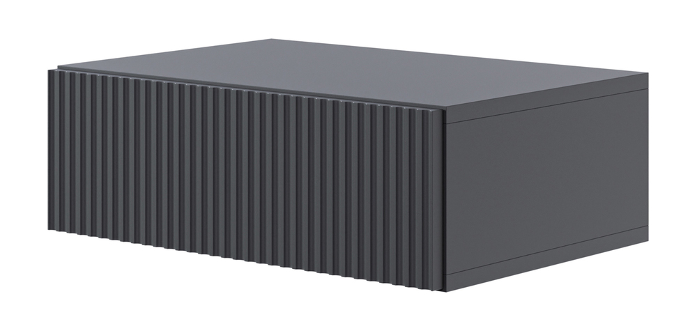 SELSEY Szafka nocna Veldio z frezowanym frontem i szufladą 50 cm Czarna wisząca