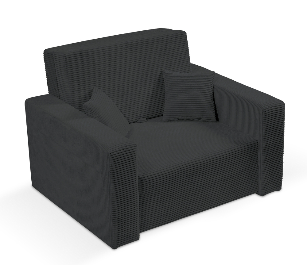 SELSEY Amerykanka jednoosobowa Peroso ciemnoszara z pojemnikiem sztruks