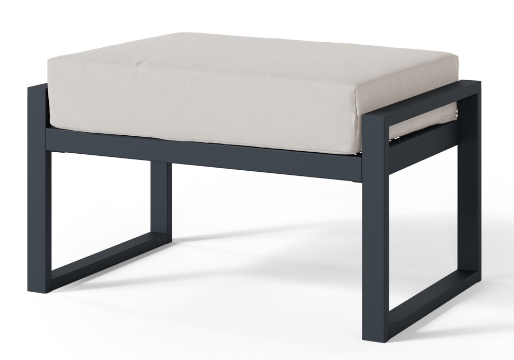 SELSEY Pufa ogrodowa Dywilly w tkaninie hydrofobowej szary/ czarny stelaż