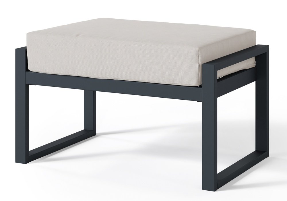 SELSEY Pufa ogrodowa Dywilly w tkaninie hydrofobowej szary/ czarny stelaż