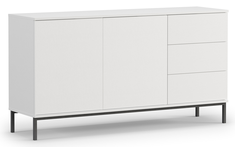 SELSEY Komoda dwudrzwiowa Perila 150 cm z szufladami biała