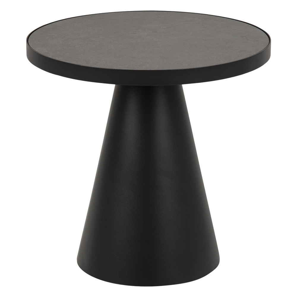 SELSEY Stolik kawowy okrągły Quentina średnica 45,7 cm ceramika na czarnej podstawie