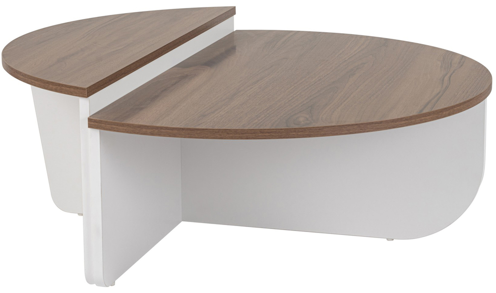 SELSEY Stolik kawowy Hypnesse o nieregularnym kształcie orzech z białą podstawą
