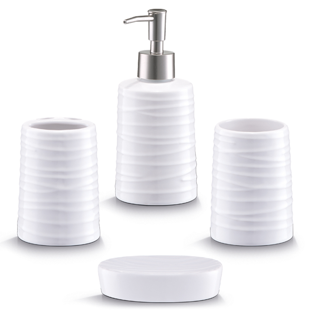 SELSEY Zestaw 4 akcesoriów łazienkowych Glomie biały