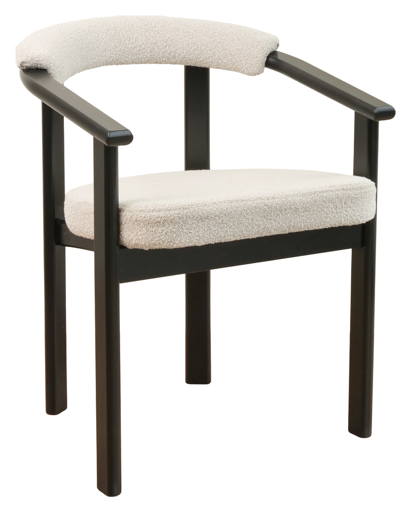 SELSEY Krzesło drewniane do jadalni Fingly czarne/beżowe boucle