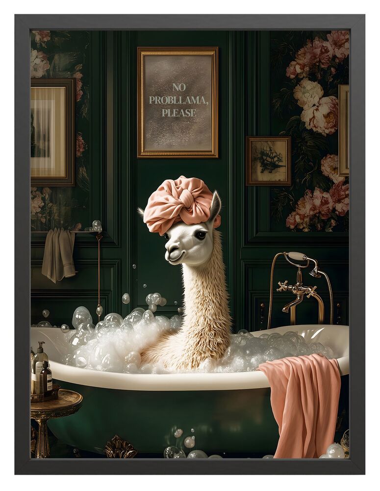 SELSEY Obraz w czarnej ramie Llama 40x30 cm