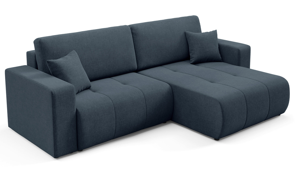 SELSEY Narożnik z funkcją spania Wind L-kształtny uniwersalny z pojemnikiem granatowy szenil