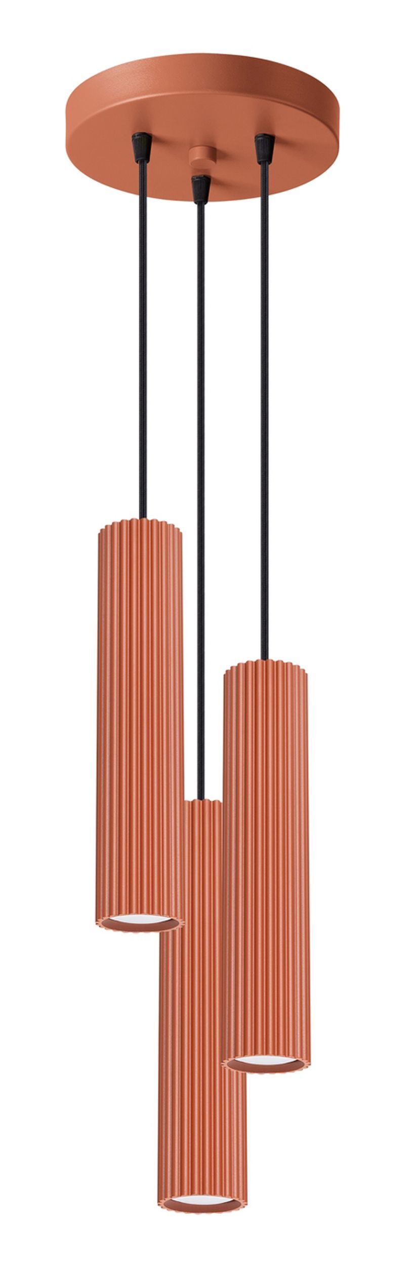 SELSEY Lampa wisząca Karbon x3 ochra czerwona na okrągłej podsufitce