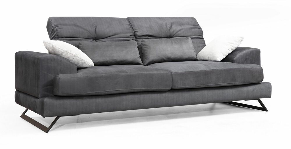 SELSEY Sofa trzyosobowa Terwince antracytowa z regulowanym oparciem