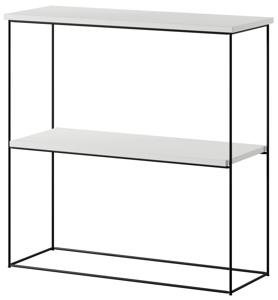 SELSEY Konsola Toni z półką 80 cm Biały z czarnymi nogami