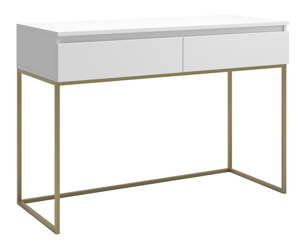 SELSEY Toaletka Bemmi z szufladami biała ze złotymi nóżkami