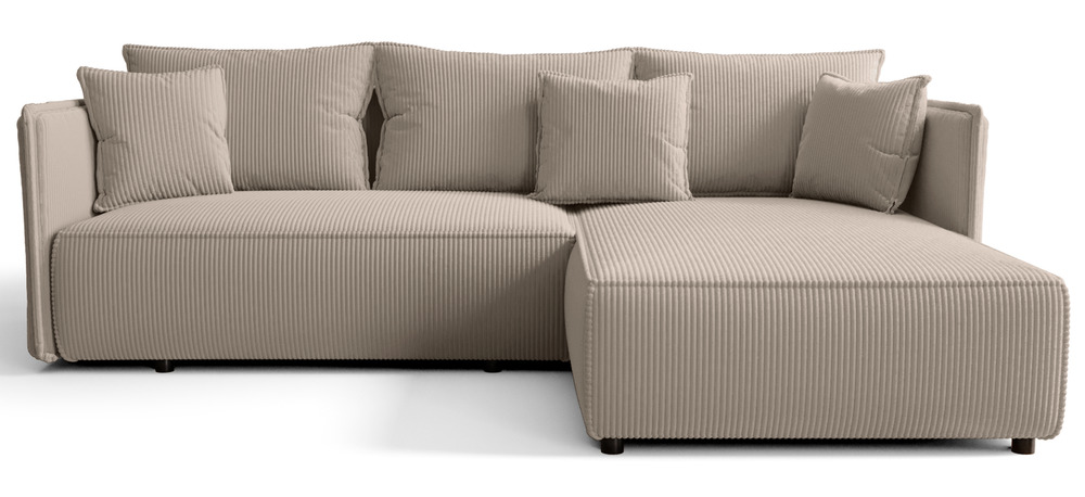 SELSEY Narożnik z funkcją spania Serelto L-kształtny prawostronny z pojemnikiem beżowy sztruks