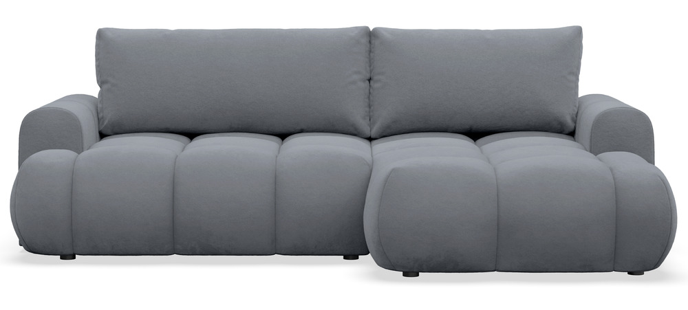 SELSEY Narożnik z funkcją spania Ombo Mini L-kształtny prawostronny z pojemnikiem szary welur hydrofobowy