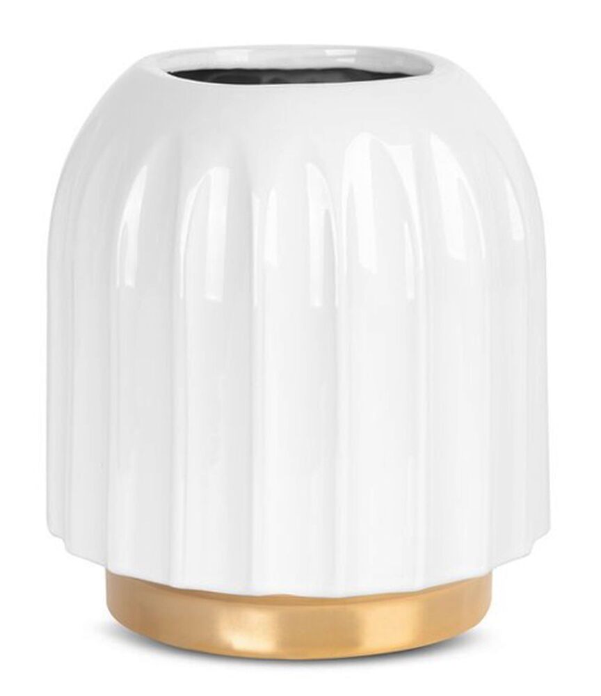 SELSEY Wazon Mona ceramiczny złoto-biały