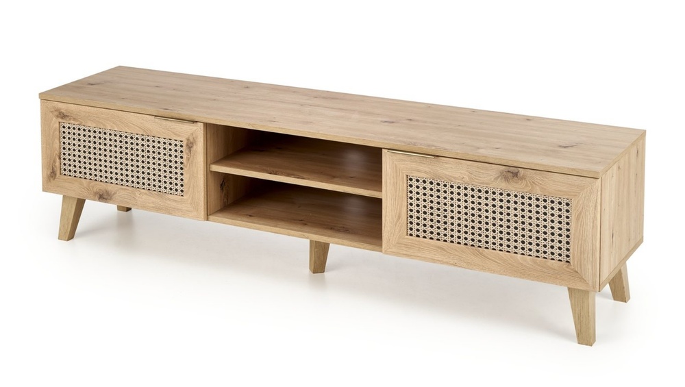 SELSEY Szafka RTV Trivilla 150 cm dąb artisan/ plecionka wiedeńska