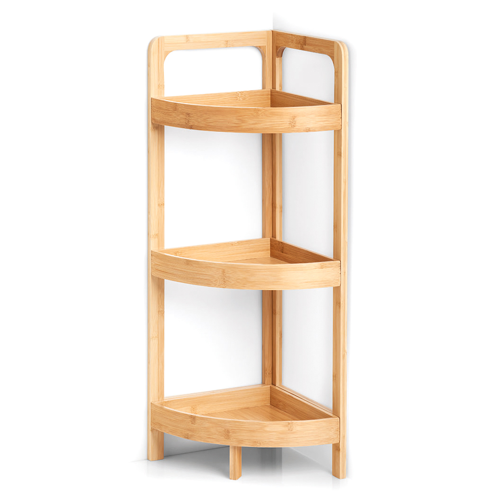 SELSEY Regał narożny Battie trzypoziomowy bambus