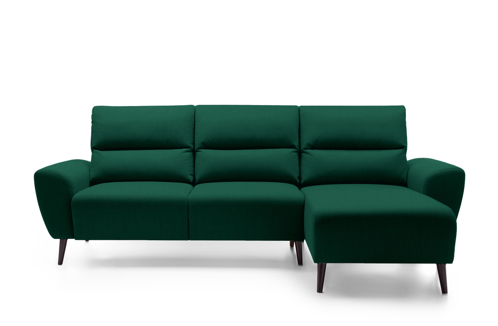 SELSEY Narożnik z funkcją spania Moon zielony w tkaninie hydrofobowej prawostronny