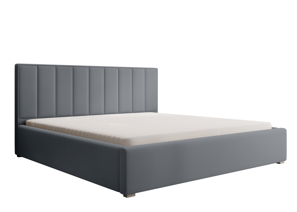 SELSEY Łóżko tapicerowane 160x200 cm Rinus szare w tkaninie hydrofobowej