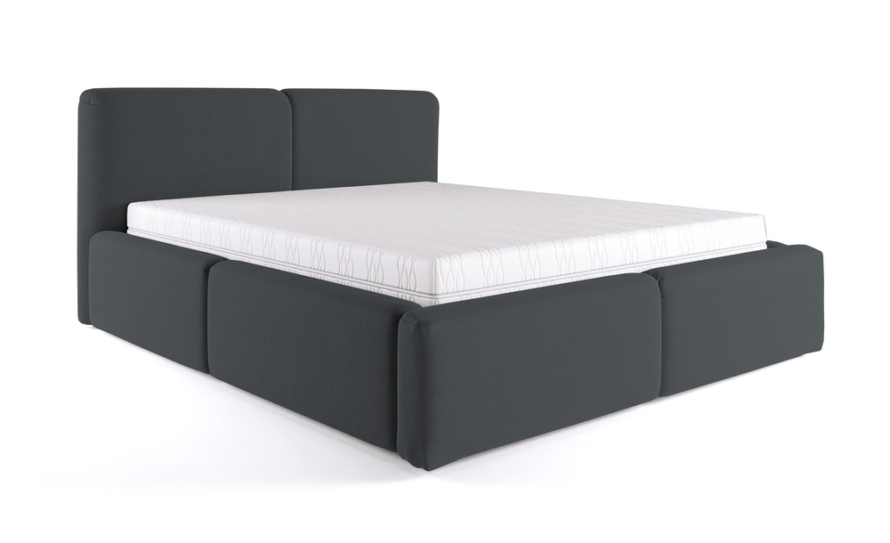 SELSEY Łóżko tapicerowane 180x200 cm Papillo grafitowe z pojemnikiem stelaż metalowy podnośnik gazowy