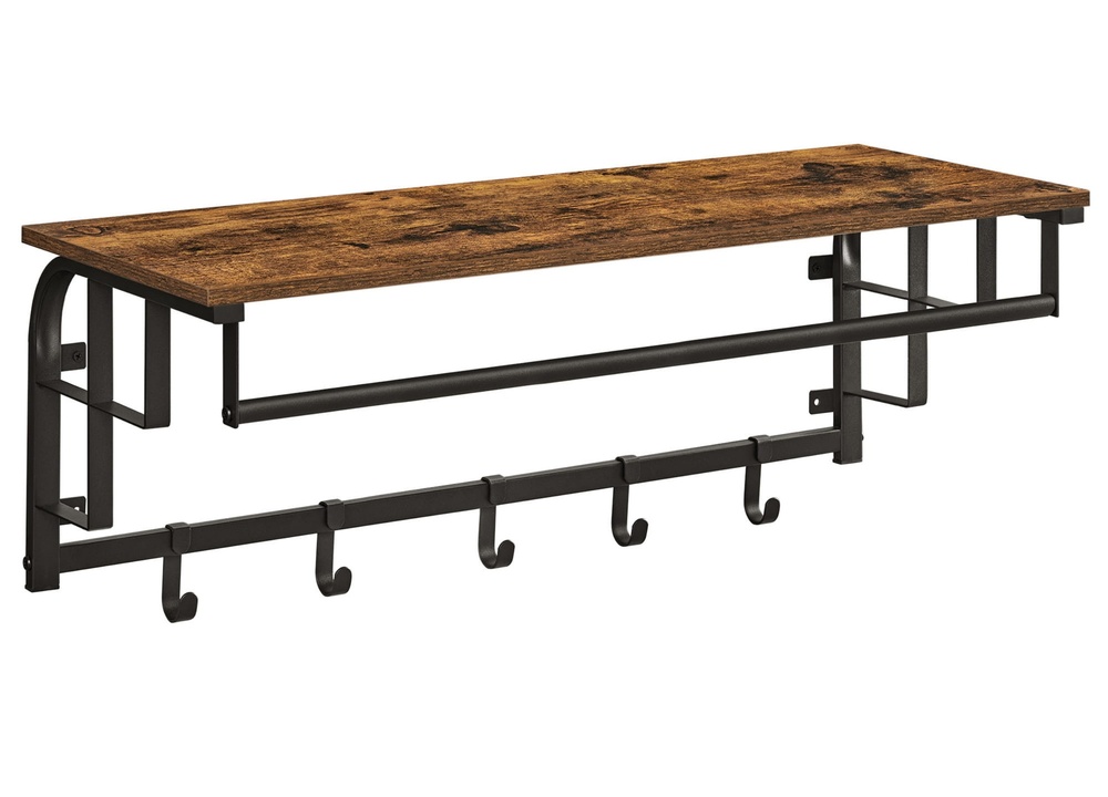 SELSEY Wieszak ścienny Groils z 5 haczykami brąz rustykalny/ czarny